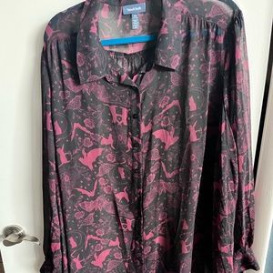 ModCloth cats and bats sheer shirt dress